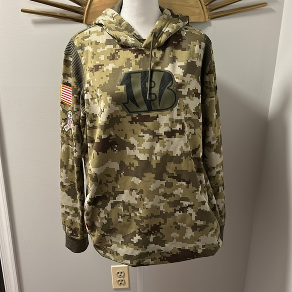Nike Dri Fit On Field Salute to Service Cincinnati Bengals Camo Hoodie Womens XL - Picture 1 of 5
